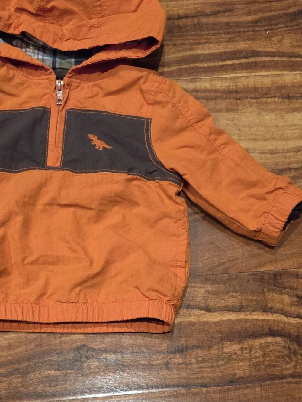 Gymboree EUC 12-24 Months Orange/Brown Hooded Windbreaker Jacket